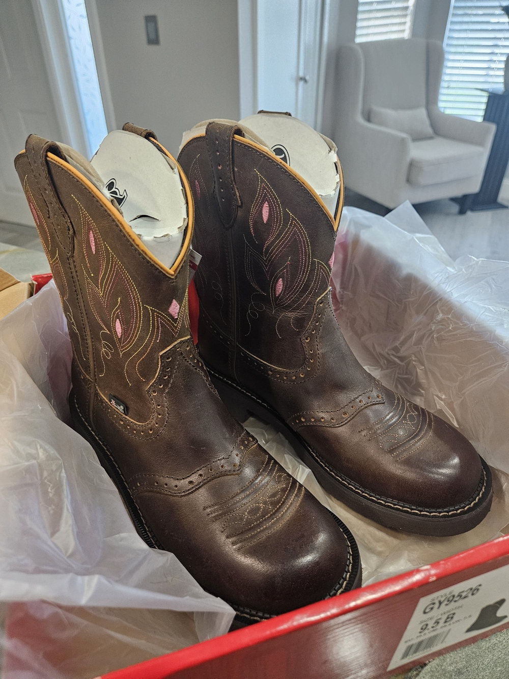 NWT Justin Gypsy Gemma GY9526 Brown Leather Western Cowboy Boots 9.5B